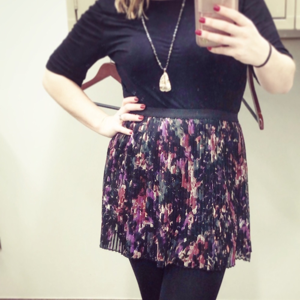 Joe Benbasset black pleated and floral skirt.